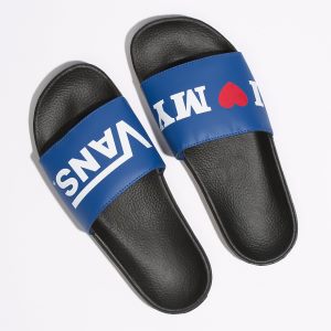 Vans Bayan Sandalet I Love Vans Slide-On Mavi/Siyah | 96989-614